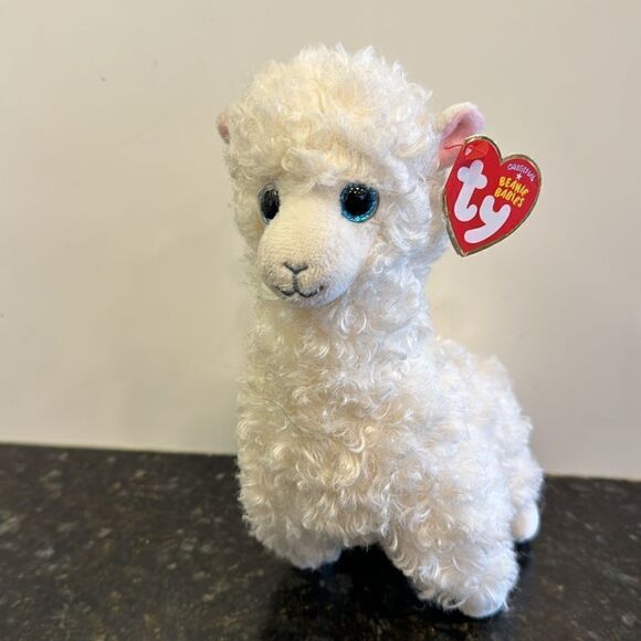 TY Beanie Baby 6" LILY White Llama Plush Animal Stuffed Toy MWMTs Ty Heart Tags - Picture 2 of 10